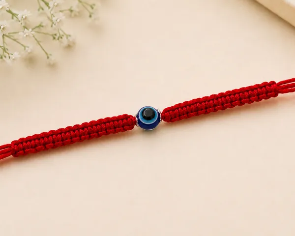 4_Pcs_Evil_Eye_Silver_Bead_Braided_Red_Thread_Rakhi_Combo