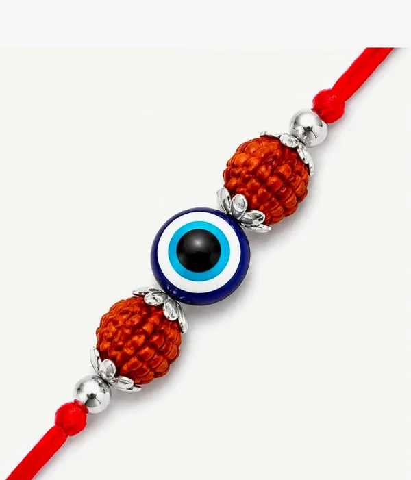 Pack_Of_1_Silver_Rudraksha_Evil_Eye_Bead_Red_Thread_Rakhi