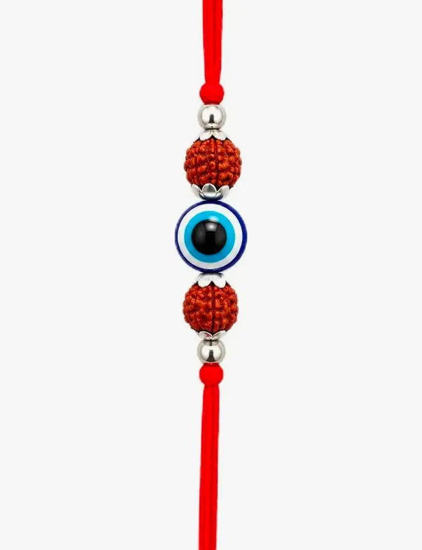Pack_Of_1_Silver_Rudraksha_Evil_Eye_Bead_Red_Thread_Rakhi