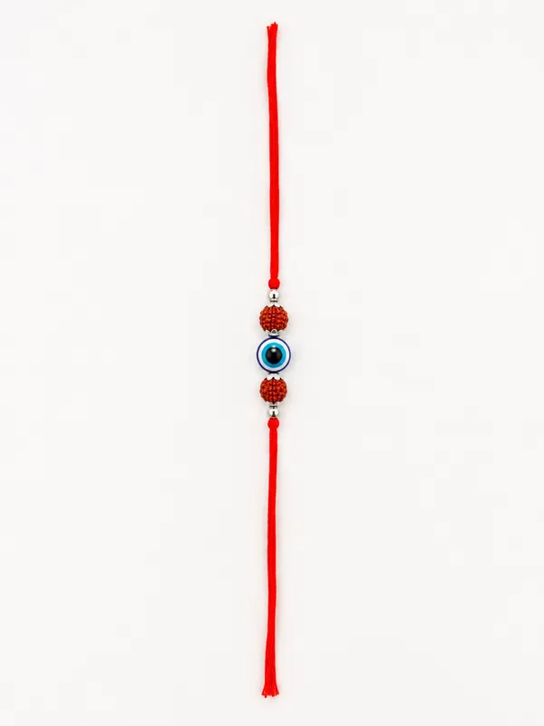 Pack_Of_1_Silver_Rudraksha_Evil_Eye_Bead_Red_Thread_Rakhi