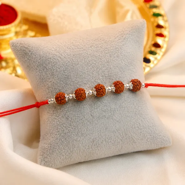 Pack_Of_1_925_Silver_5-Bead_Rudraksha_Red_Kalawa_Thread_Rakhi
