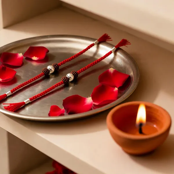 Pack_Of_1_Silver_Ball_Rudraksha_Braided_Red_Thread_Rakhi