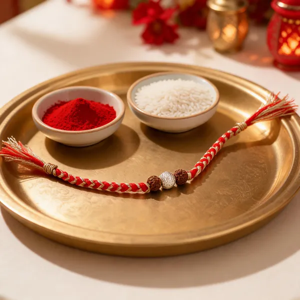 Pack_Of_1_Silver_Ball_Rudraksha_Braided_Red_Golden_Thread_Rakhi
