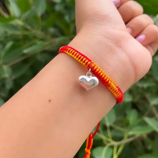 Pack_Of_1_925_Silver_Puffy_Heart_Charm_Dual-Tone_Red_Yellow_Thread_Rakhi