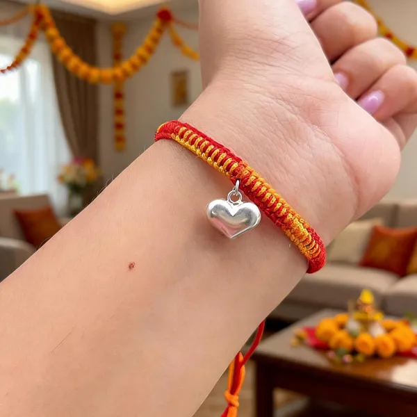 Pack_Of_1_925_Silver_Puffy_Heart_Charm_Dual-Tone_Red_Yellow_Thread_Rakhi