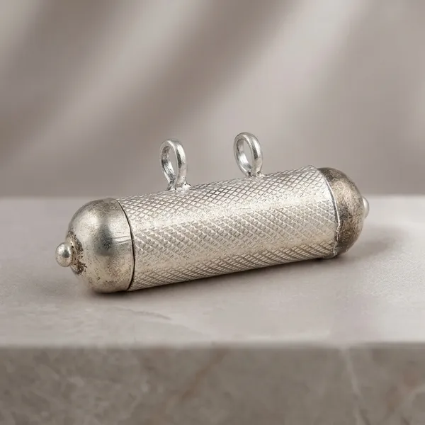 Sterling_Silver_Round_Shaped_Amulet_Pendant_Tabiz_Big_Size,_Mantra_Box,_Silver_Tabiz_/Pure_Silver_Textured_Cylinder_Amulet_Pendant_(8_Gm,_5_X_2_Cm)