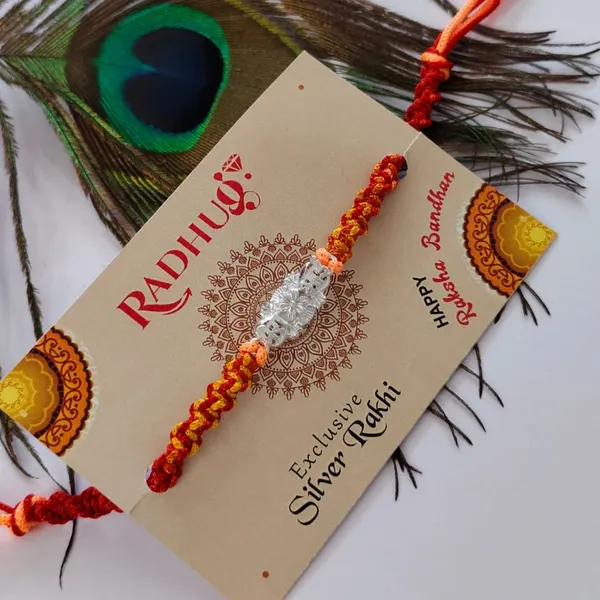 Pack_Of_1_Silver_Mera_Bhai_Floral_Bead_Red_Orange_Thread_Rakhi