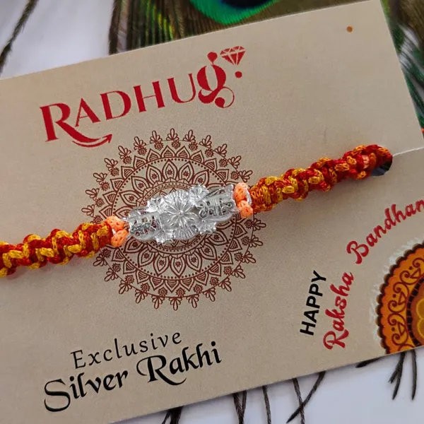 Pack_Of_1_Silver_Mera_Bhai_Floral_Bead_Red_Orange_Thread_Rakhi