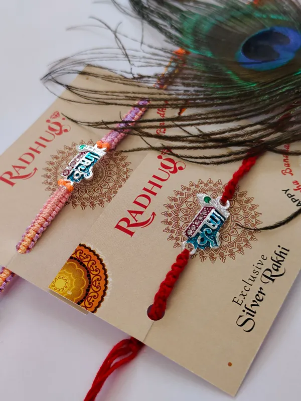 Silver_Krishna_Morpankh_Enamel_Charm_Braided_Thread_Rakhi_(Single_Rakhi)