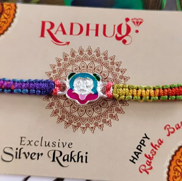 Pack_Of_1_Silver_Mickey_Mouse_Charm_Multicolor_Rainbow_Thread_Rakhi
