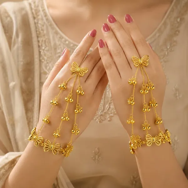 Nandini_Set_of_2_18K_Gold-Plated_Butterfly_Ghungroo_Chain_Hathphool_Bracelet_Set