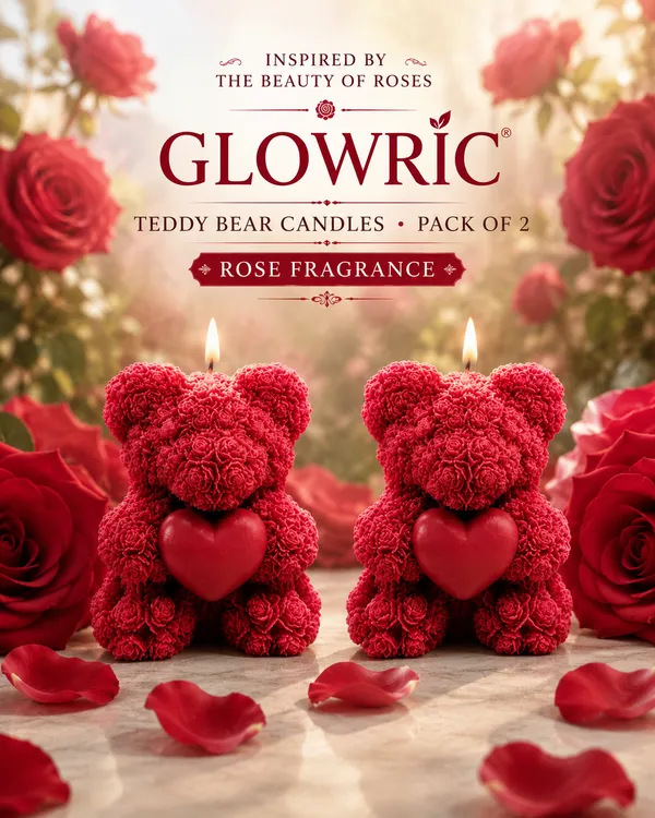 GLOWRIC_Handmade_Teddy_Bear_Candles_Pack_of_2_|_Rose_Fragrance_Soy_Wax_Scented_Candles_|_Decorative_Bear_Candles_for_Home_Decor,_Gifting_&_Special_Occasions