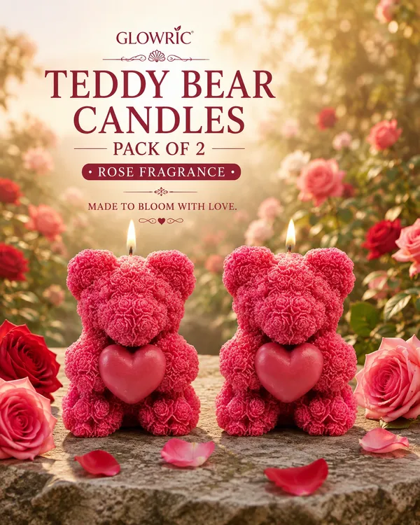 GLOWRIC_Handmade_Teddy_Bear_Candles_Pack_of_2_|_Rose_Fragrance_Soy_Wax_Scented_Candles_|_Decorative_Bear_Candles_for_Home_Decor,_Gifting_&_Special_Occasions