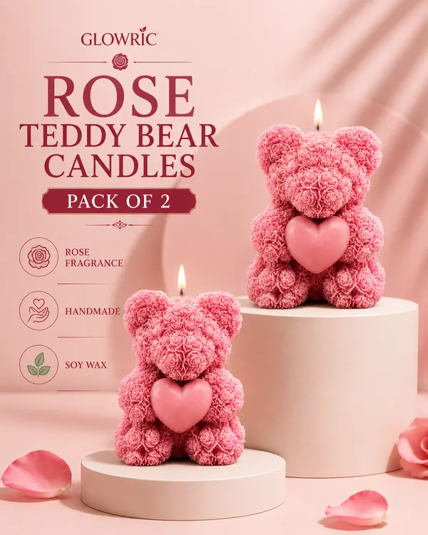 GLOWRIC_Handmade_Teddy_Bear_Candles_Pack_of_2_|_Rose_Fragrance_Soy_Wax_Scented_Candles_|_Decorative_Bear_Candles_for_Home_Decor,_Gifting_&_Special_Occasions