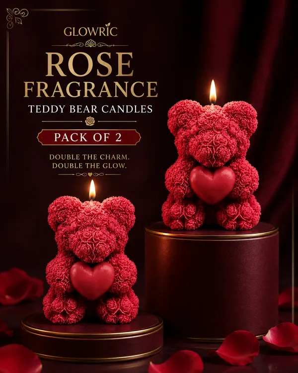 GLOWRIC_Handmade_Teddy_Bear_Candles_Pack_of_2_|_Rose_Fragrance_Soy_Wax_Scented_Candles_|_Decorative_Bear_Candles_for_Home_Decor,_Gifting_&_Special_Occasions