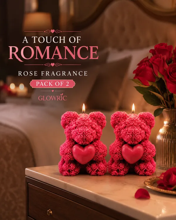 GLOWRIC_Handmade_Teddy_Bear_Candles_Pack_of_2_|_Rose_Fragrance_Soy_Wax_Scented_Candles_|_Decorative_Bear_Candles_for_Home_Decor,_Gifting_&_Special_Occasions