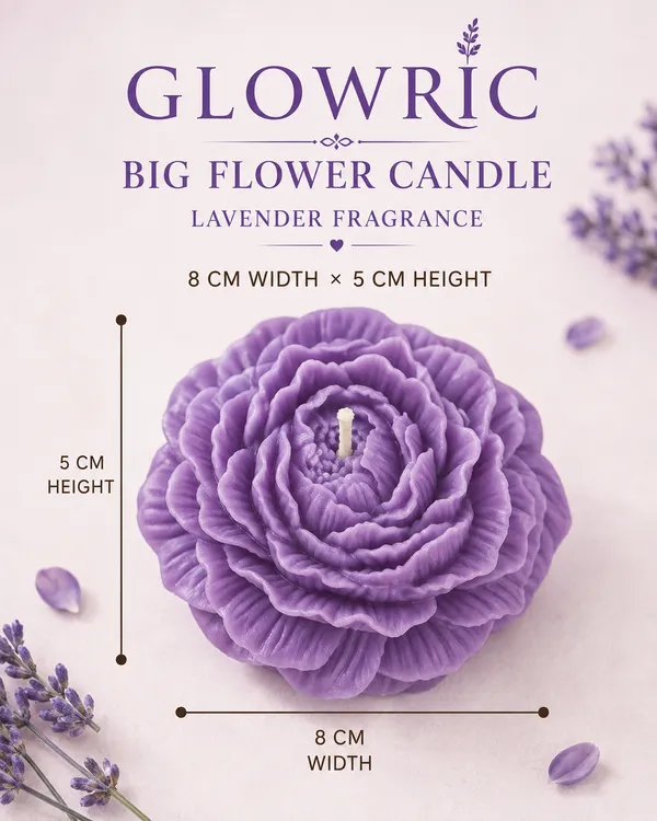 GLOWRIC_Lavender_Big_Flower_Candles_Set_of_2_|_Handmade_Soy_Wax_Scented_Candles_|_Floral_Decorative_Candles_for_Home_Decor,_Gifting_&_Special_Occasions