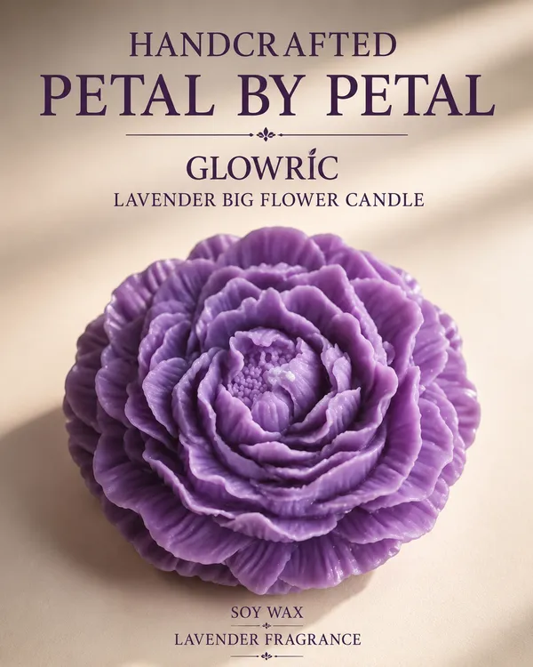 GLOWRIC_Lavender_Big_Flower_Candles_Set_of_2_|_Handmade_Soy_Wax_Scented_Candles_|_Floral_Decorative_Candles_for_Home_Decor,_Gifting_&_Special_Occasions