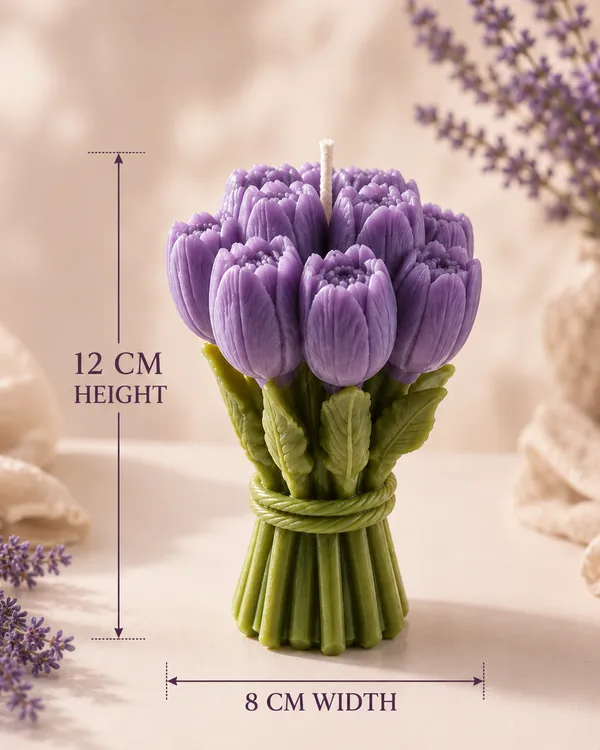 GLOWRIC_Lavender_Bouquet_Candle_|_Handmade_Floral_Candle_|_Lavender_Fragrance_|_Bouquet-Shaped_Wax_Candle_|_Premium_Home_Décor_&_Gift
