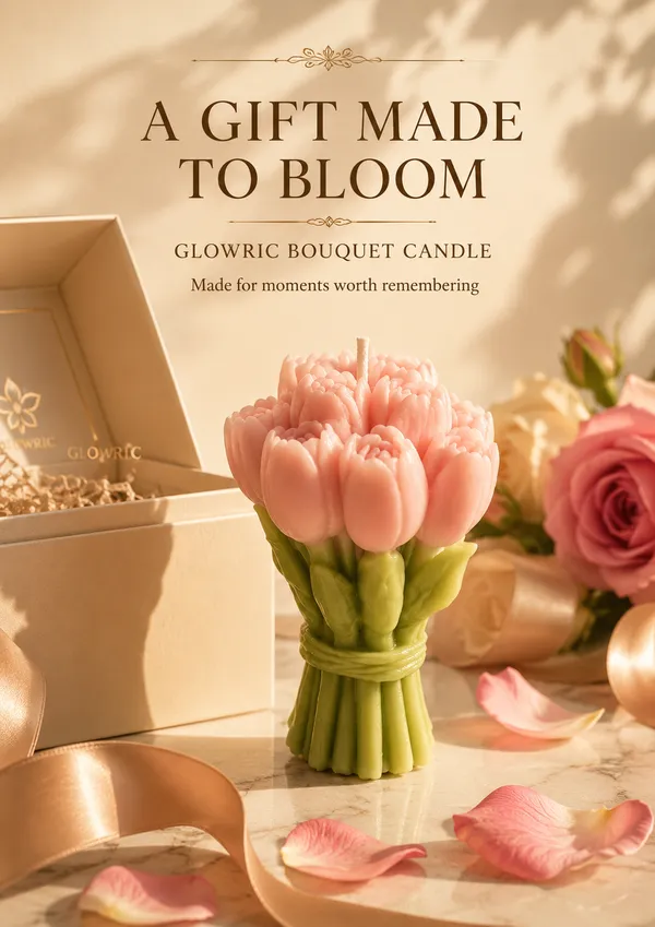 GLOWRIC_Rose_Bouquet_Candle_|_Handmade_Floral_Candle_|_Rose_Fragrance_|_Bouquet-Shaped_Wax_Candle_|_Premium_Home_Décor_&_Gift