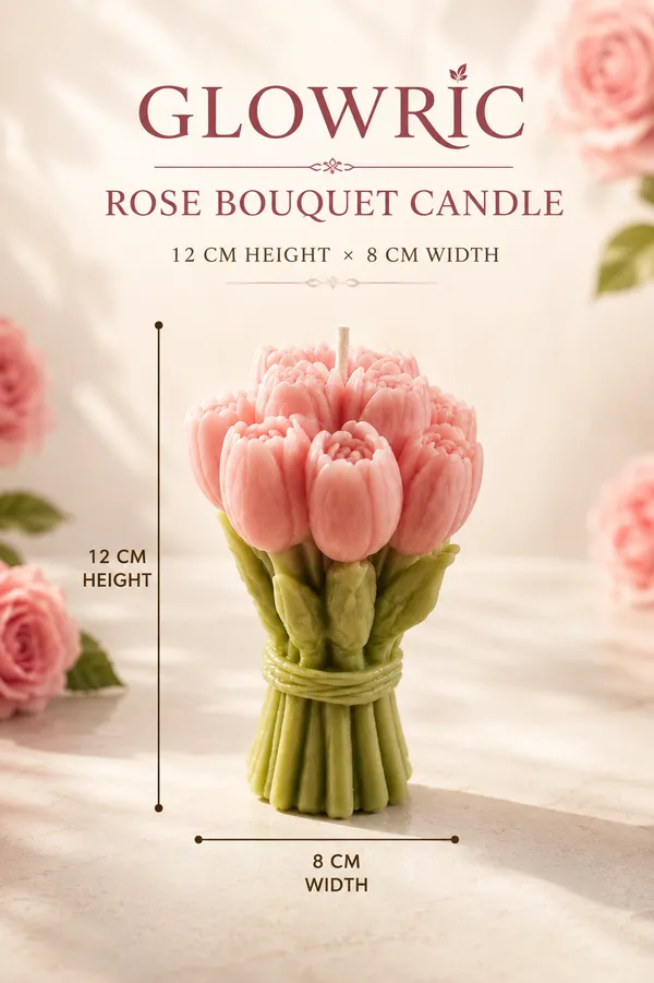 GLOWRIC_Rose_Bouquet_Candle_|_Handmade_Floral_Candle_|_Rose_Fragrance_|_Bouquet-Shaped_Wax_Candle_|_Premium_Home_Décor_&_Gift