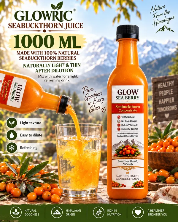 GLOWRIC_Seabuckthorn_Juice_1000_ml_|_100%_Natural_Seabuckthorn_Berry_Juice_|_Himalayan_Seabuckthorn_Drink_|_No_Added_Sugar_|_Natural_Fruit_Juice_|_1_Litre_Bottle