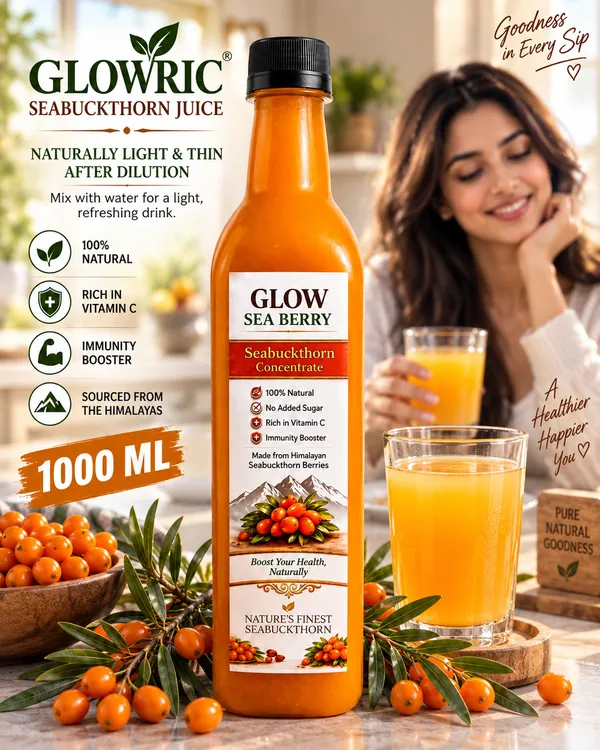 GLOWRIC_Seabuckthorn_Juice_1000_ml_|_100%_Natural_Seabuckthorn_Berry_Juice_|_Himalayan_Seabuckthorn_Drink_|_No_Added_Sugar_|_Natural_Fruit_Juice_|_1_Litre_Bottle