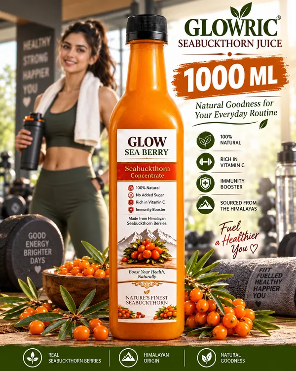GLOWRIC_Seabuckthorn_Juice_1000_ml_|_100%_Natural_Seabuckthorn_Berry_Juice_|_Himalayan_Seabuckthorn_Drink_|_No_Added_Sugar_|_Natural_Fruit_Juice_|_1_Litre_Bottle