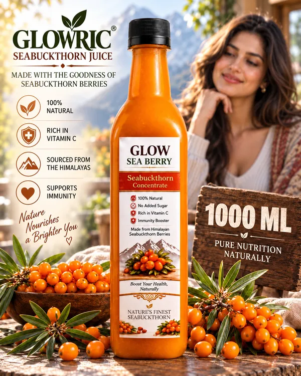GLOWRIC_Seabuckthorn_Juice_1000_ml_|_100%_Natural_Seabuckthorn_Berry_Juice_|_Himalayan_Seabuckthorn_Drink_|_No_Added_Sugar_|_Natural_Fruit_Juice_|_1_Litre_Bottle