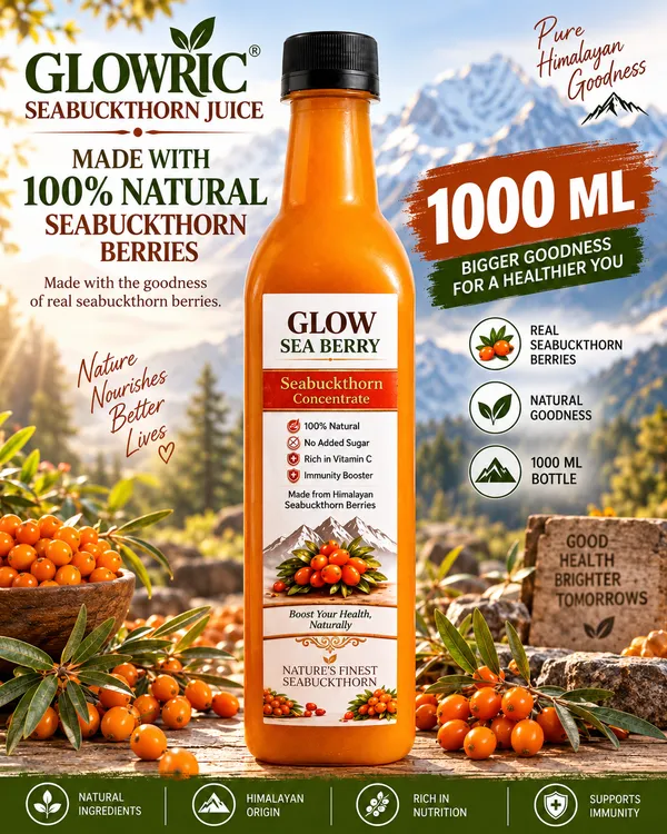 GLOWRIC_Seabuckthorn_Juice_1000_ml_|_100%_Natural_Seabuckthorn_Berry_Juice_|_Himalayan_Seabuckthorn_Drink_|_No_Added_Sugar_|_Natural_Fruit_Juice_|_1_Litre_Bottle