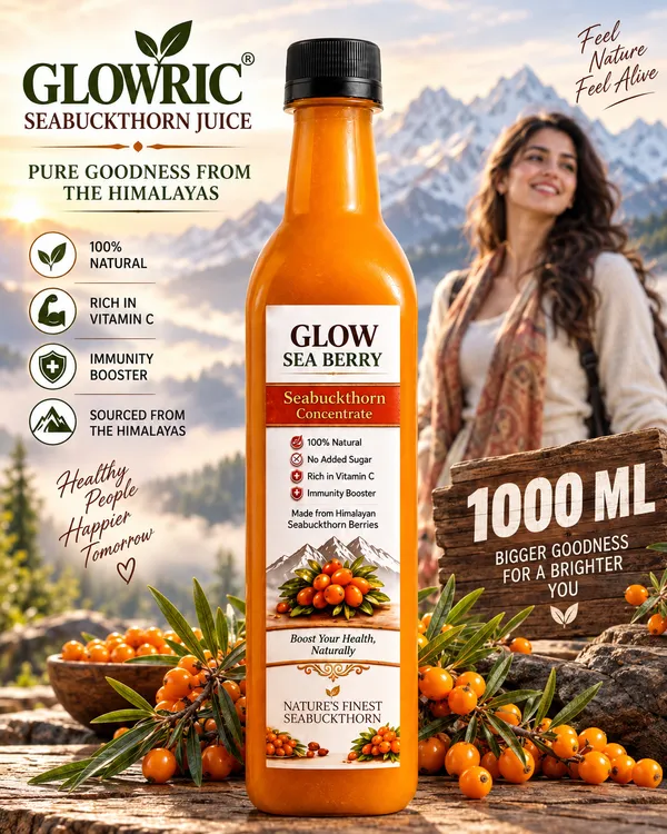 GLOWRIC_Seabuckthorn_Juice_1000_ml_|_100%_Natural_Seabuckthorn_Berry_Juice_|_Himalayan_Seabuckthorn_Drink_|_No_Added_Sugar_|_Natural_Fruit_Juice_|_1_Litre_Bottle