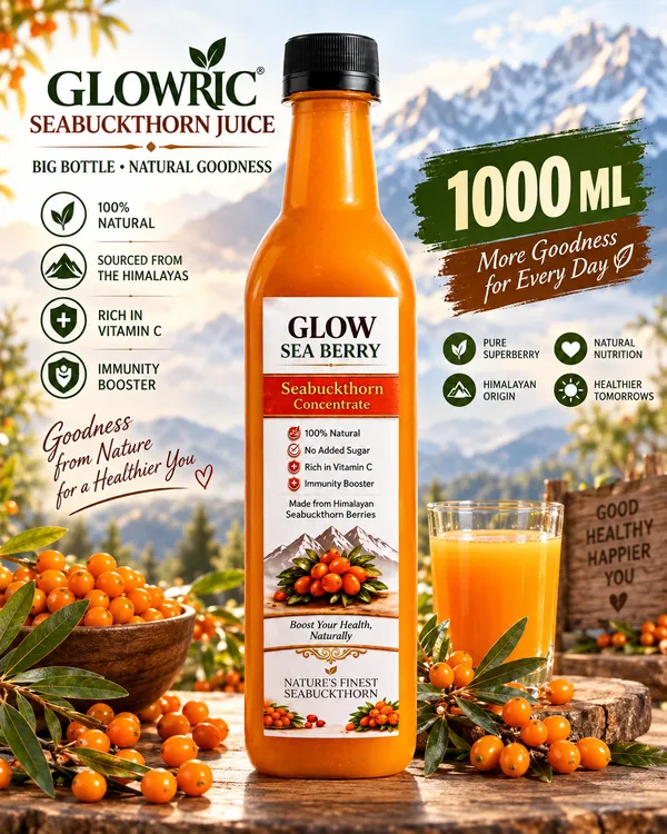GLOWRIC_Seabuckthorn_Juice_1000_ml_|_100%_Natural_Seabuckthorn_Berry_Juice_|_Himalayan_Seabuckthorn_Drink_|_No_Added_Sugar_|_Natural_Fruit_Juice_|_1_Litre_Bottle