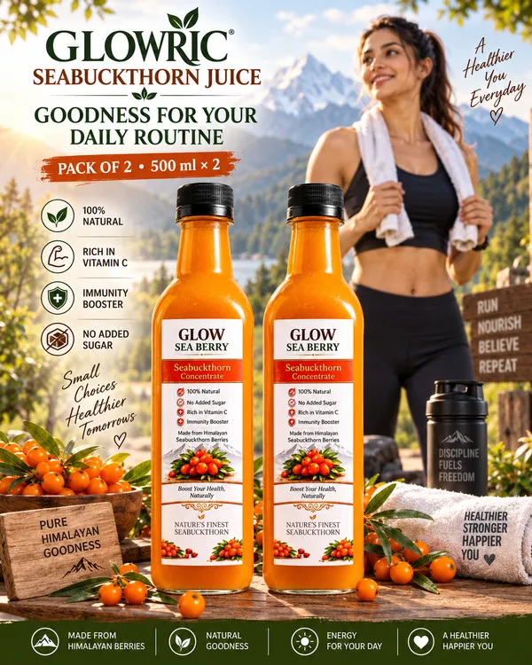 GLOWRIC_Seabuckthorn_Juice_500_ml_×_2_|_100%_Natural_Seabuckthorn_Berry_Juice_|_Himalayan_Seabuckthorn_Drink_|_No_Added_Sugar_|_Pack_of_2