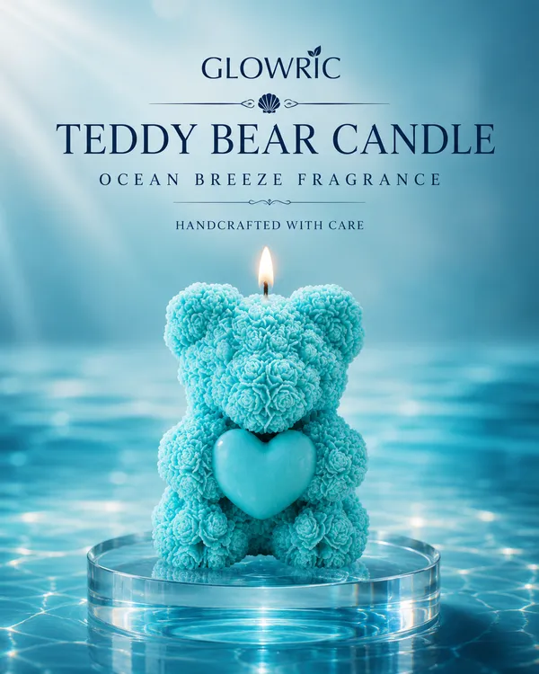 GLOWRIC_Handmade_Teddy_Bear_Candle_|_Ocean_Breeze_Scented_Soy_Wax_Candle_|_Aqua_Blue_Decorative_Bear_Candle_for_Home_Decor,_Gifting,_Bedroom_&_Special_Occasions