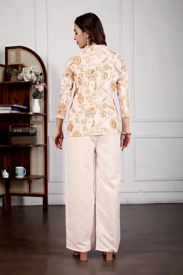 Cream_Poly_Rayon_Co-ord_Set_For_Women