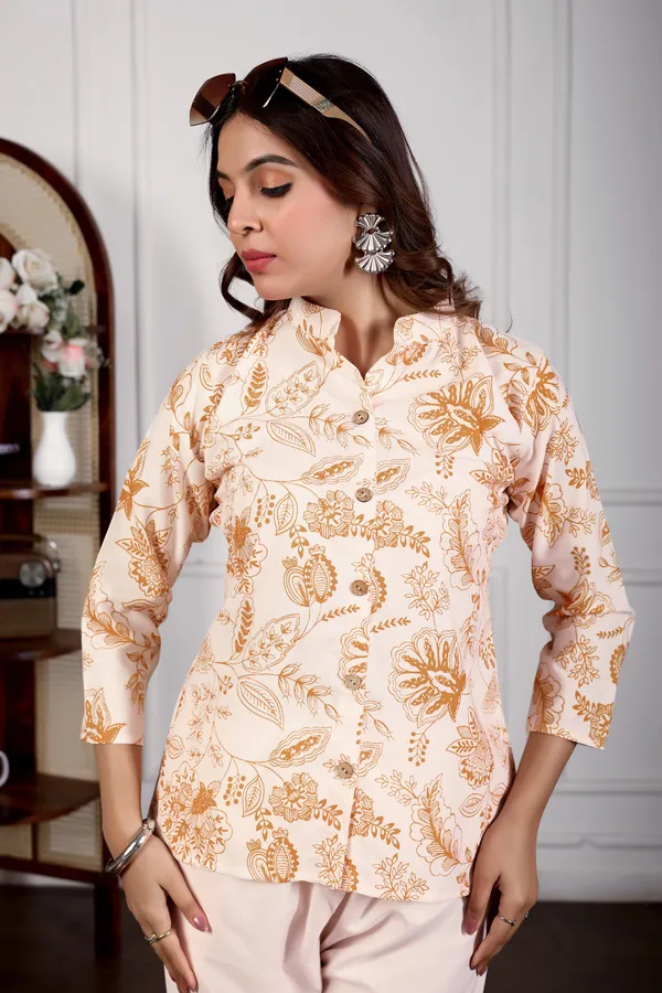 Cream_Poly_Rayon_Co-ord_Set_For_Women