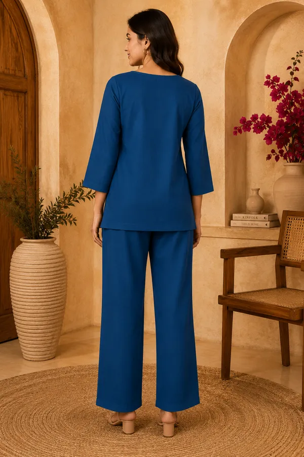Women's_Blue_Roman_Embellished_Border_Top