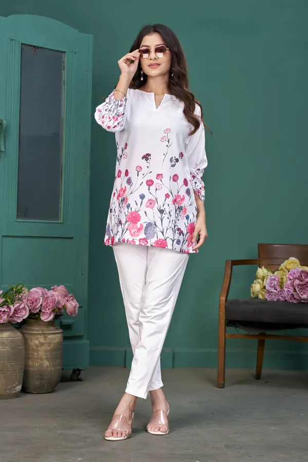 FADROX_Off_White_Floral_Printed_Tunic_Top_for_Women