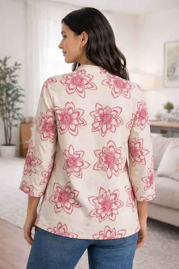 Cream_Poly_Rayon_Top_For_Women