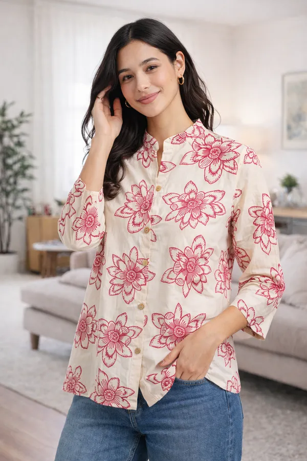 Cream_Poly_Rayon_Top_For_Women