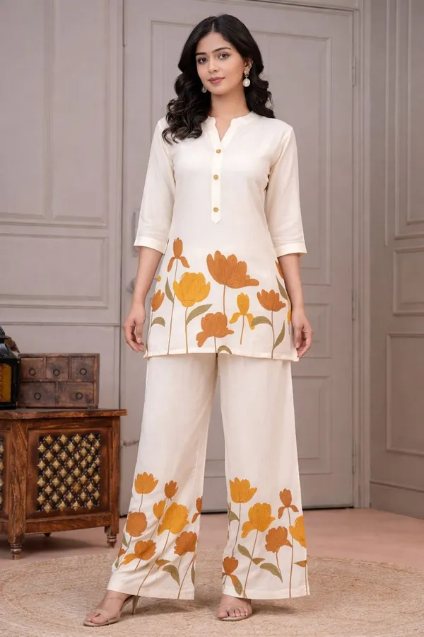 Cream_Off_White_Poly_Rayon_Co_Ord_Set_For_Women