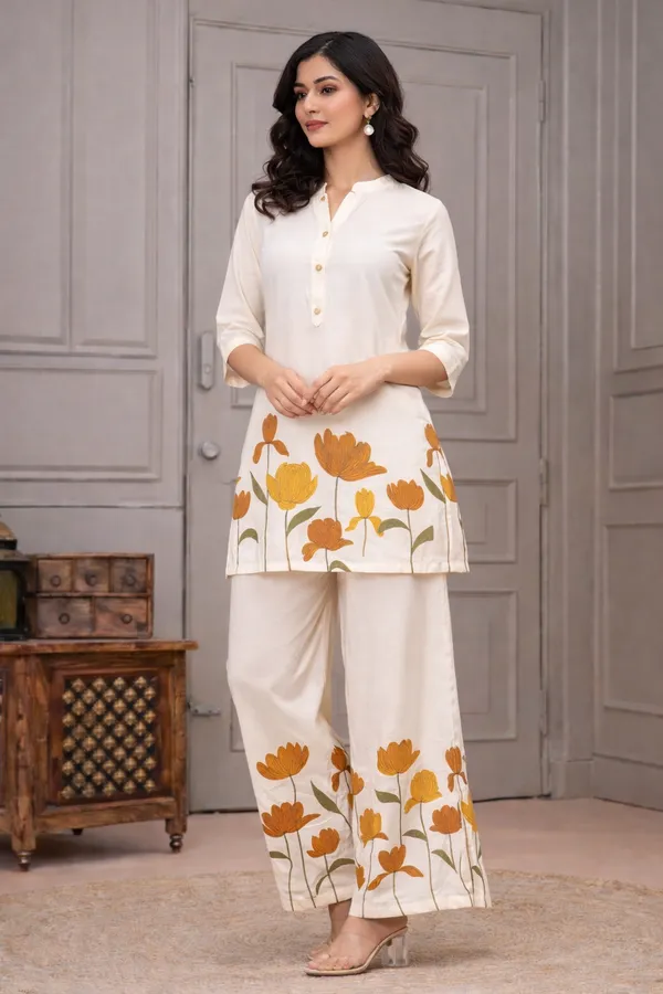 Cream_Off_White_Poly_Rayon_Co_Ord_Set_For_Women