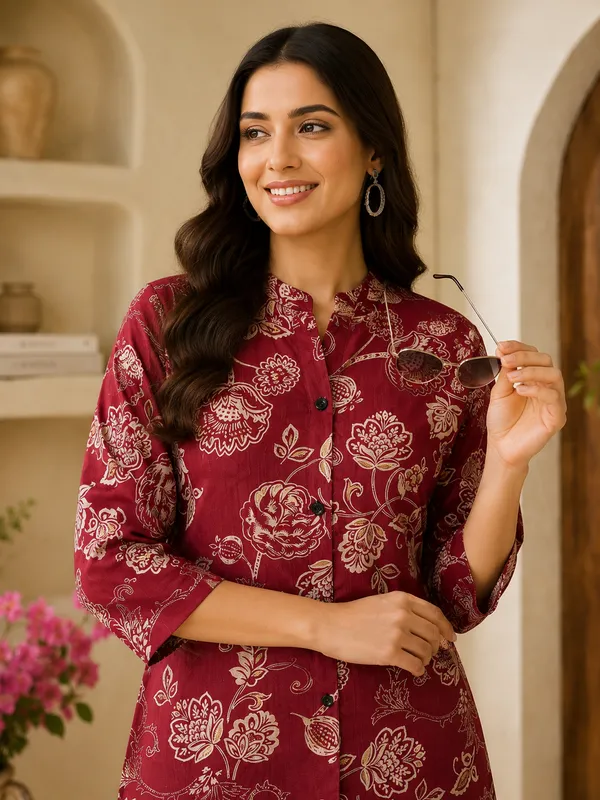 Pink__Floral_Printed_Vatican_Kurta_Pant_Set_for_Women
