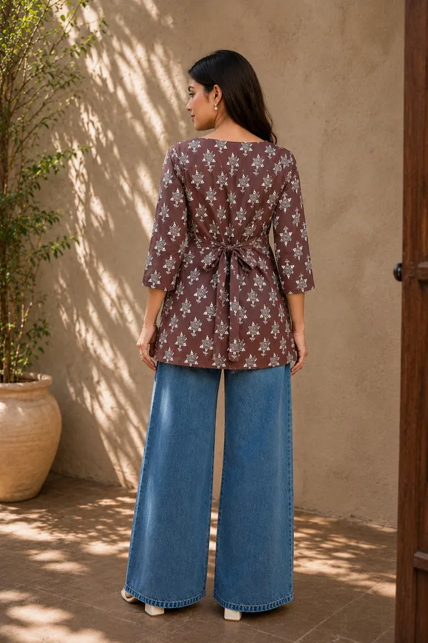 Women's_Coffee_Printed_Rayon_Asymmetric_Top