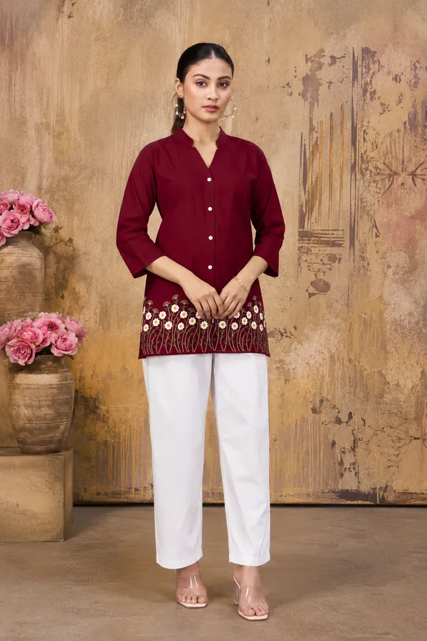 Women’s_Maroon_Floral_Printed_One_Piece_Top