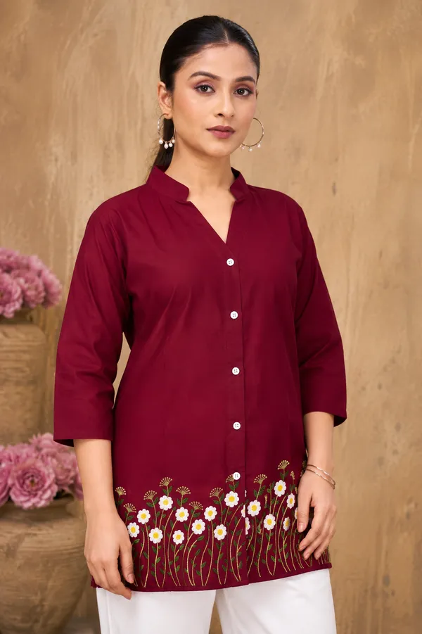 Women’s_Maroon_Floral_Printed_One_Piece_Top
