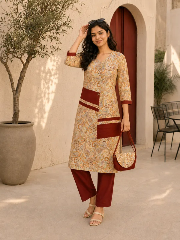 Women's_Maroon_Paisley_Rayon_Co-ord_Set_with_Free_Purse