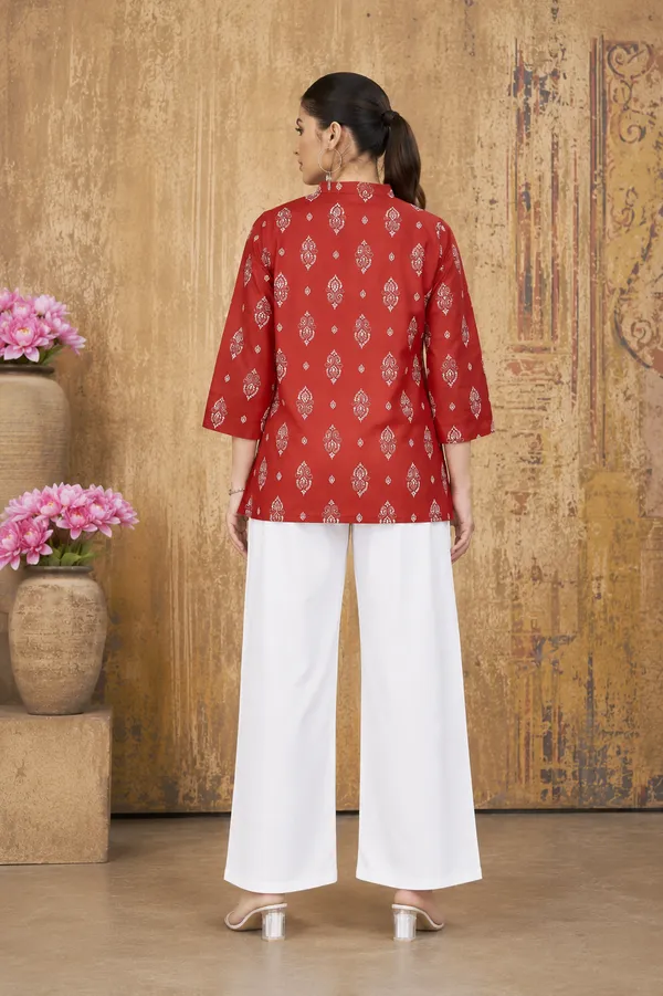 Women’s_Red_Ethnic_Printed_One_Piece_Top