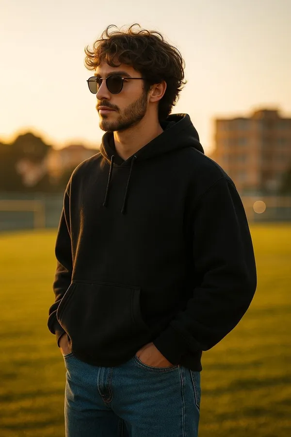 Black_Solid_Fleece_Full_Sleeve_Hooded_Neck_Sweatshirt_For_Men