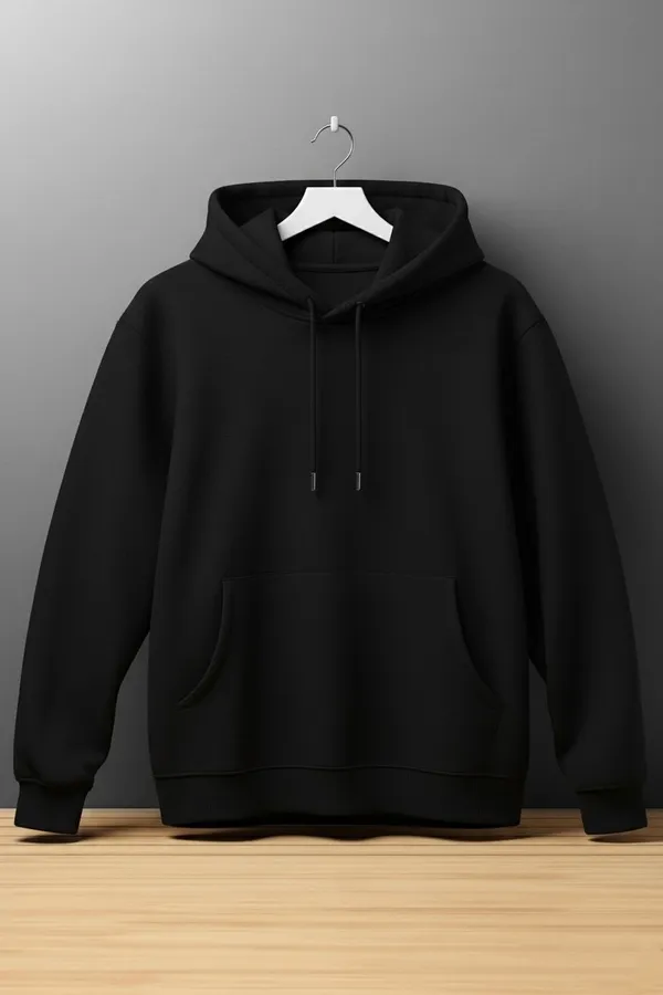 Black_Solid_Polycotton_Full_Sleeve_Hooded_Neck_Sweatshirt_For_Men_&_Women